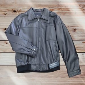 Vintage Tommy Hilfiger Black Plush Leather Jacket Large NWT